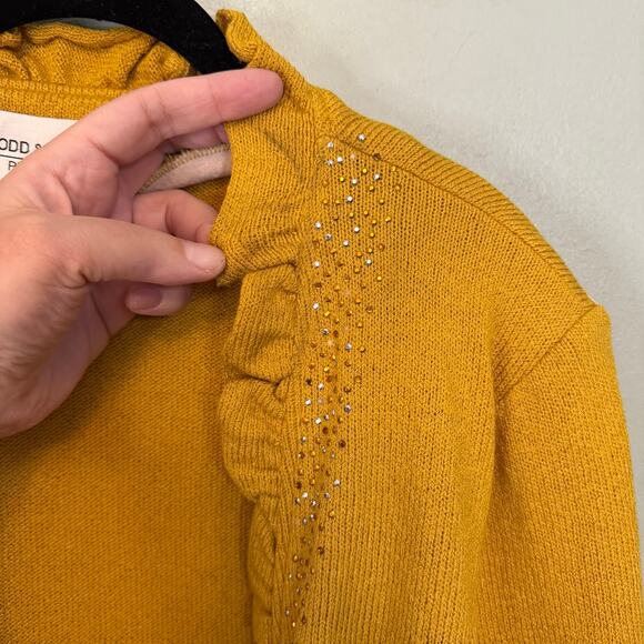 Todd & Olivia Cardigan Womens 20 Mustard Wool Ruffle Open  Sweater Embellished - Picture 9 of 12